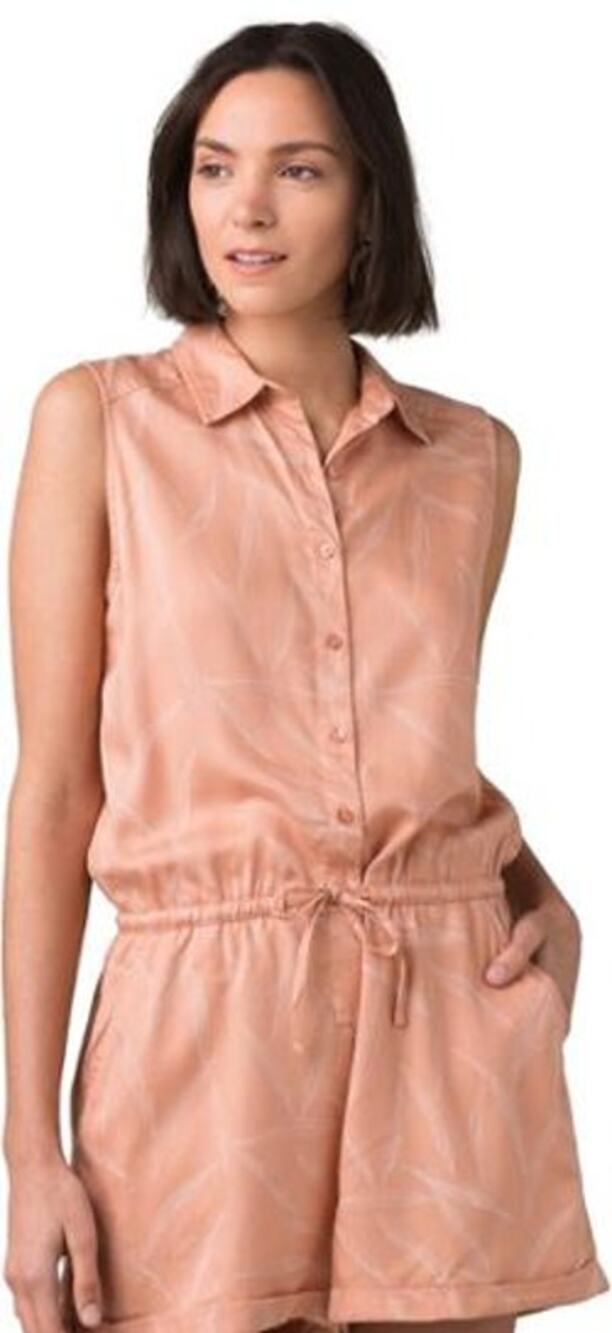 prAna Weekend Escape Peach Tencel Shorts Romper // L